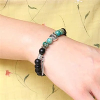 5a natural stone beads bracelet owl feather pendant bracelet opal lava stone bracelets men women fashion cute jewelry 8mm beads