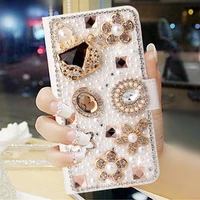 high quality lanyard strap pu leather crossbody case for iphone 12 11 13 pro max diamond rhinestone cover phone accessory