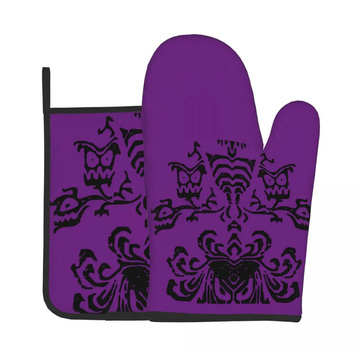 

Haunted Mansion Kitchen Gloves Baking Oven Cooking Oven Mitts Gothic Spooky Halloween Polyester Potholder Mat Stove Gloves