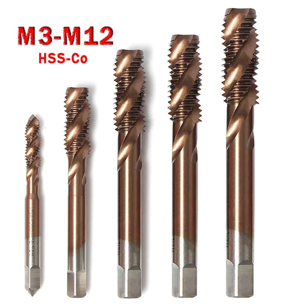 

HSS Steel Screw Tap Cobalt Coated Spiral Flute Metric Threaded Tap M3 M4 M5 M6 M8 M10 M12 Machine Taps Drill for Stainless Steel