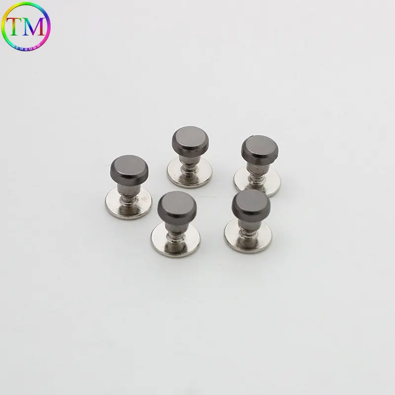 20-100 Pieces Matte Gun Black Manual Metal Bag Bottom Nail Durable Two-Legged Bucket Nail Stud Round Rivet Diy Bag Accessories