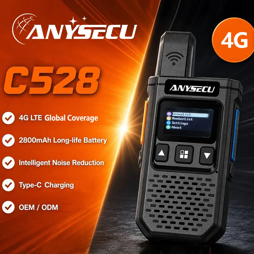 Фото Anysecu C528 4G PoC Мини-рация 2800 мАч Type-C с шумоподавлением, GPS опционально, версия для Юго-Восточной Азии, двусторонняя связь PTT №1