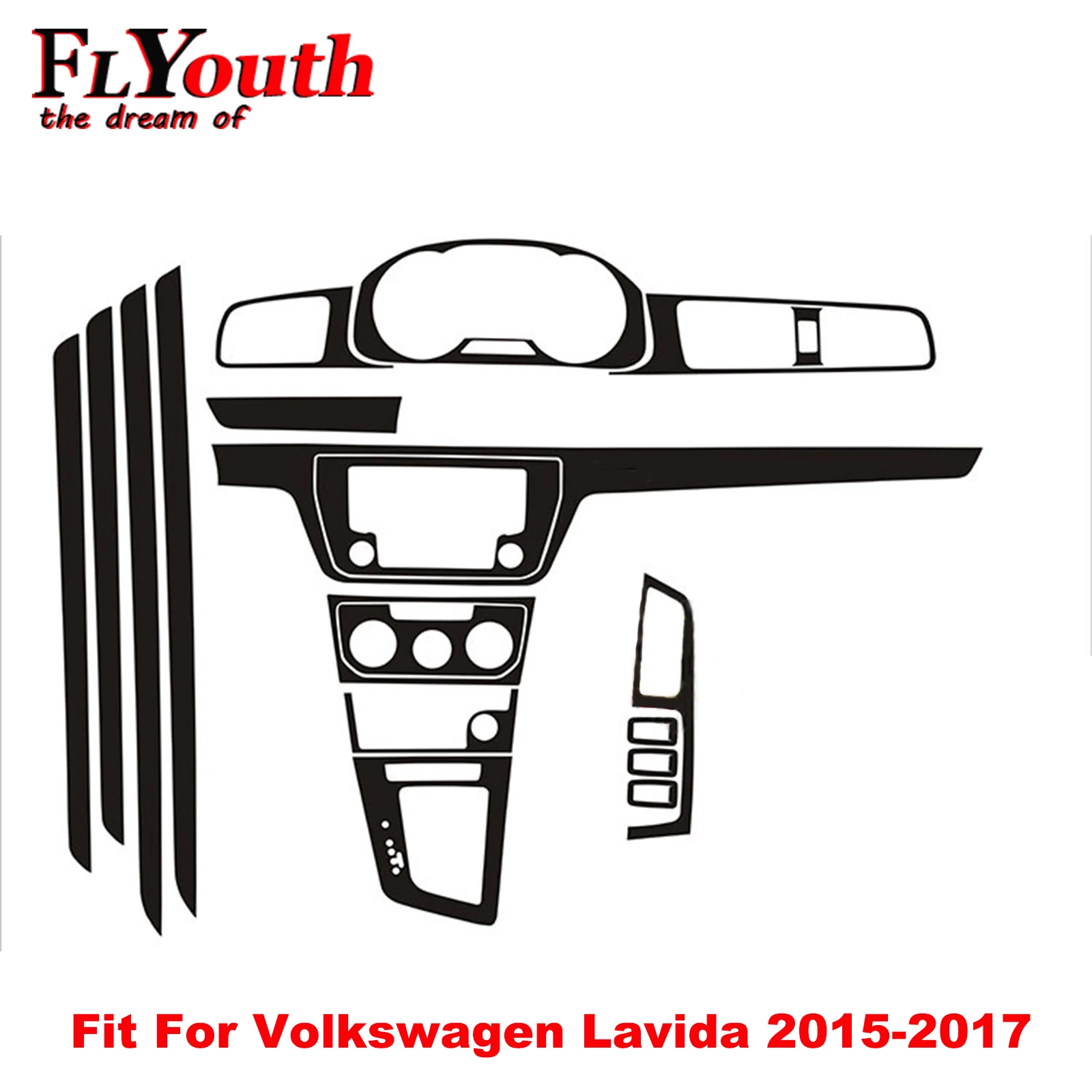 

For Volkswagen Lavida 2015-2017 5D Carbon Fiber Sticker Car Gear Shift Panel Water Cup Holder Panel Frame Cover Trim Car Styling