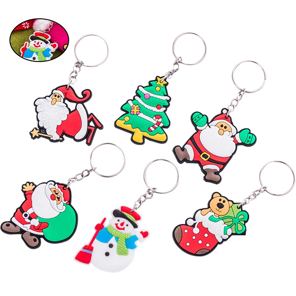 

Christmas Keychain Keyring Santatree Keychains Kids Pendant Cartoon Party Snowman Key Bulk Ornaments Stuffers Claus Favors