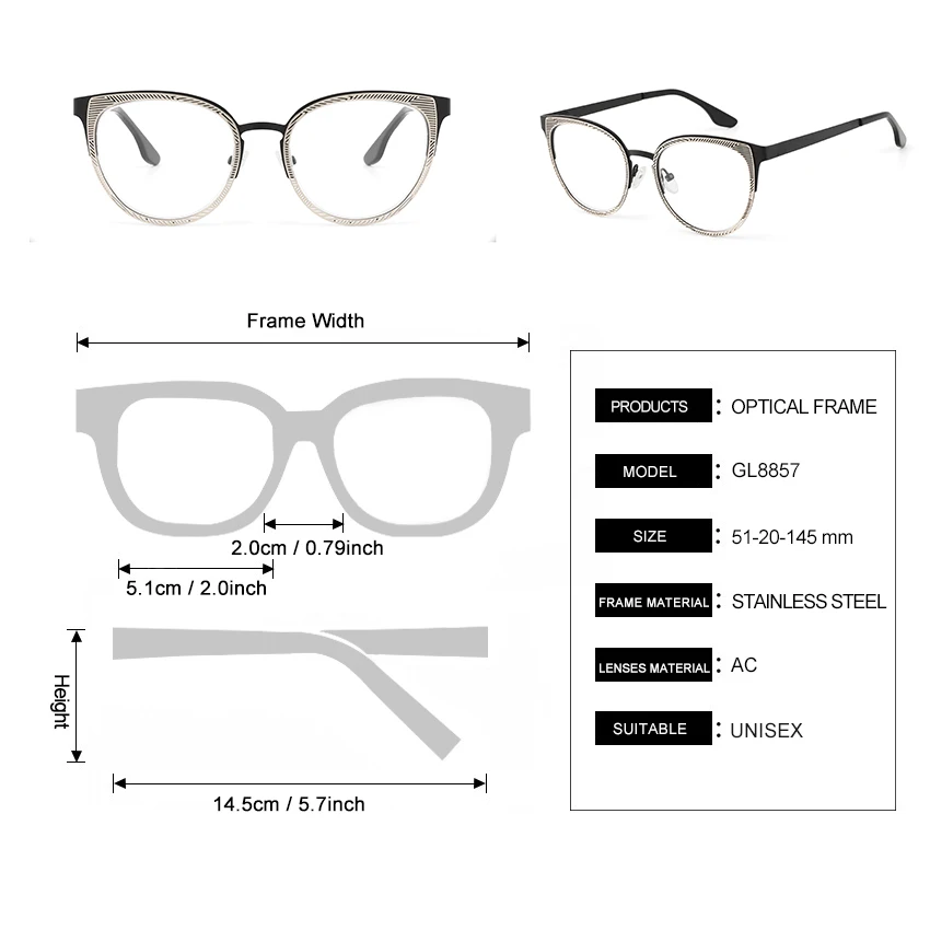 Оправа для оптических очков из нержавеющей стали мужчин и женщин очки высокого