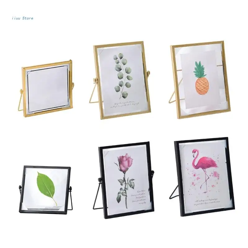 

Металлические стеклянные рамки для картин, настольная плавающая рамка, простые рамки для фотографий, домашние украшения для офиса, дома, студии