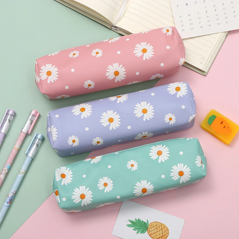 

1pc Cute Daisy Pencil Case Floral Flower Zipper Pencil Cases Gift School Pencil Box Pencil Bag School Supplies Stationery