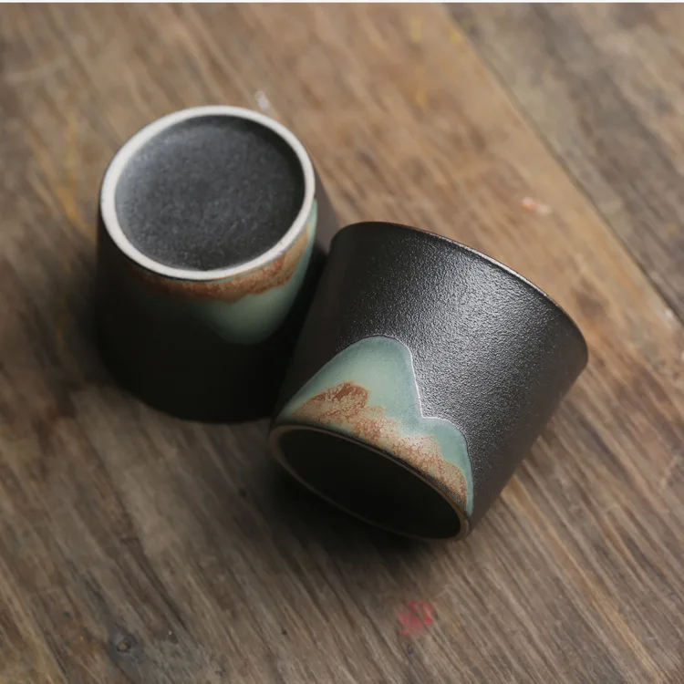 

Japanese Style Tea Cup Ceramic Coarse Pottery Master Cup Porcelain Tea Tasting Cups Creative Handmade Retro Teacup Kung Fu