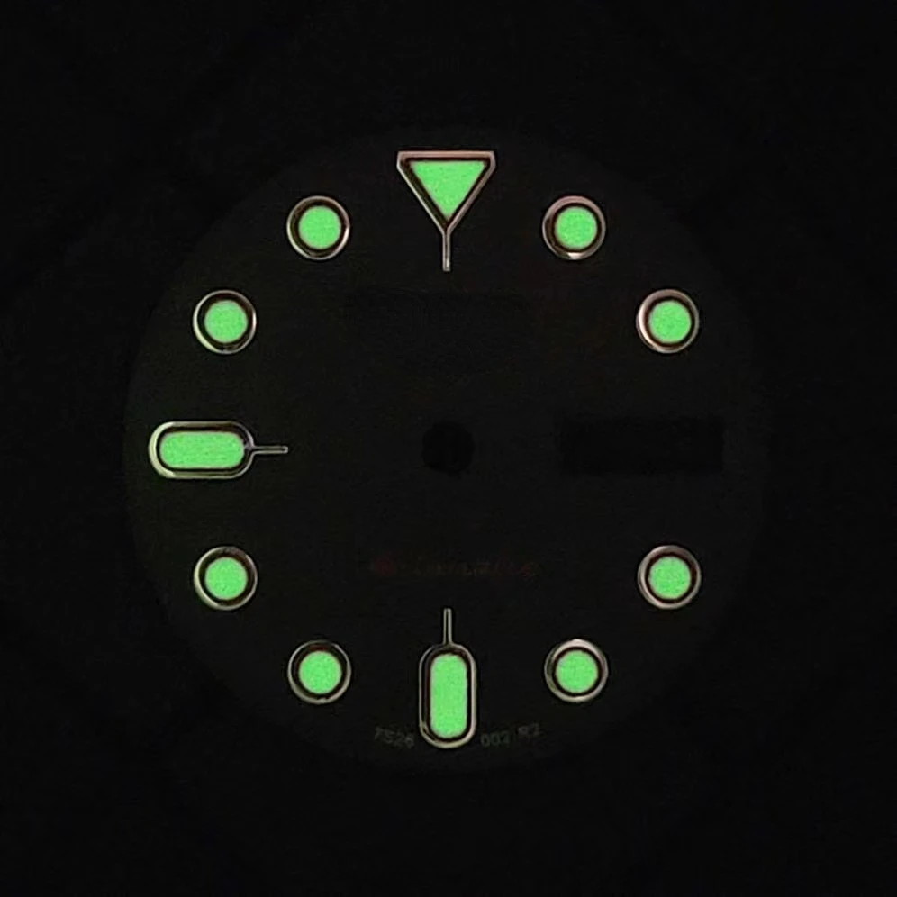 S New Arrival Modified 28.5mm Watch Dial PU Watch Accessories Double Calendar Literally Green Luminous for NH36 Movement