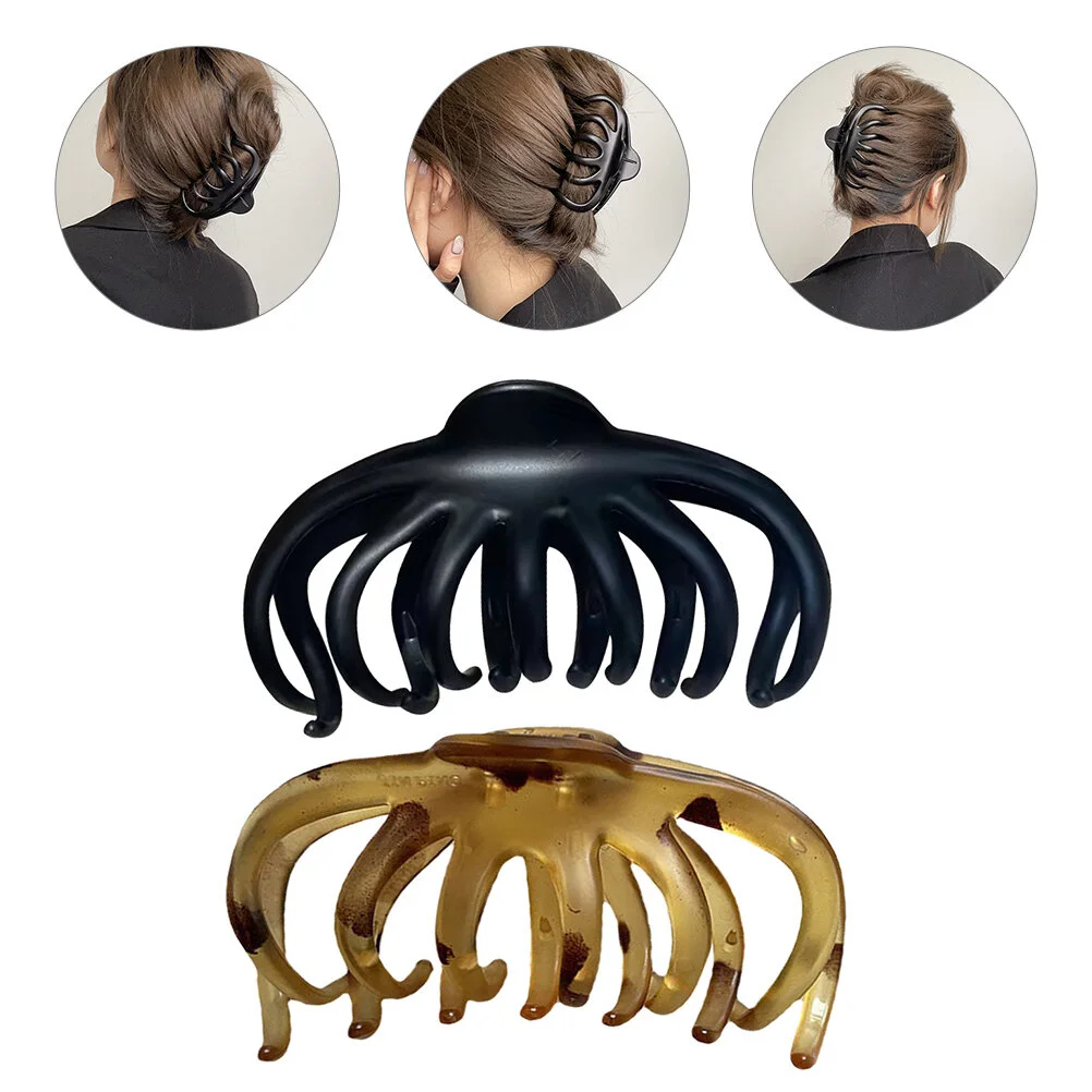 

2 Pcs Plastic Hair Clips Hairpin Large Claw Barrettes Back Head Clamps Resin Grip Ponytail Holder Miss