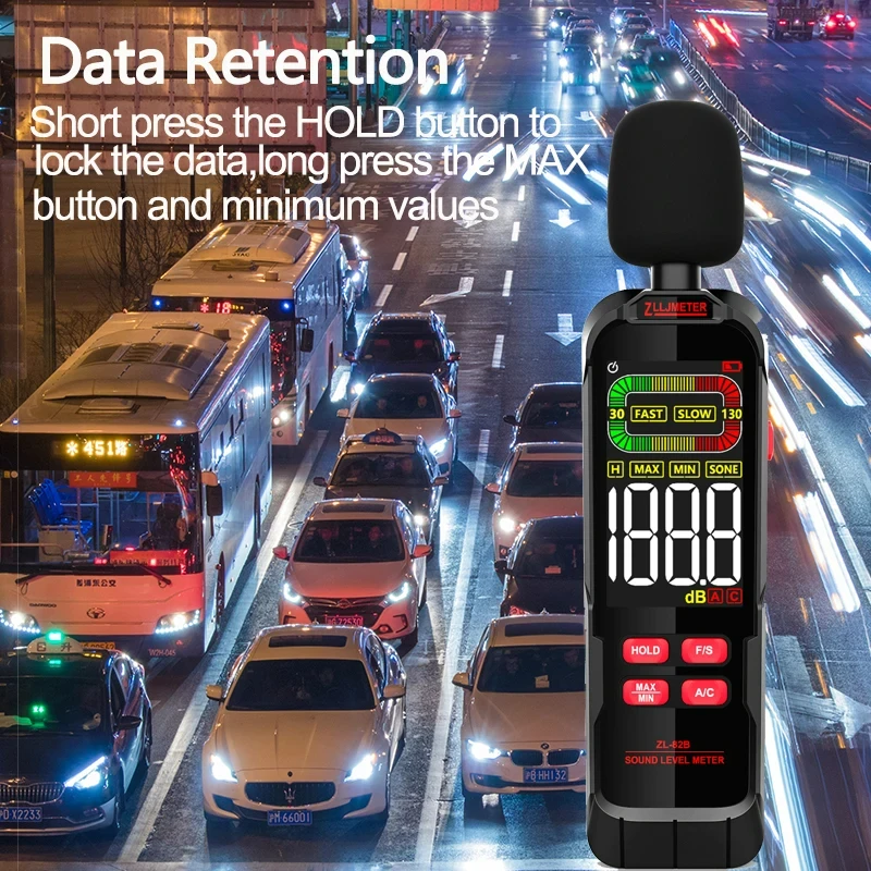 Утяжеленный цифровой измеритель уровня звука 30-130 дБ USB-зарядка