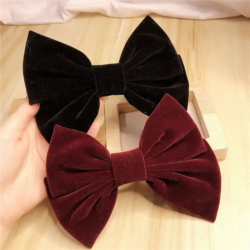 Бархатная заколка для волос с большим бантом Весенняя заколки конского хвоста