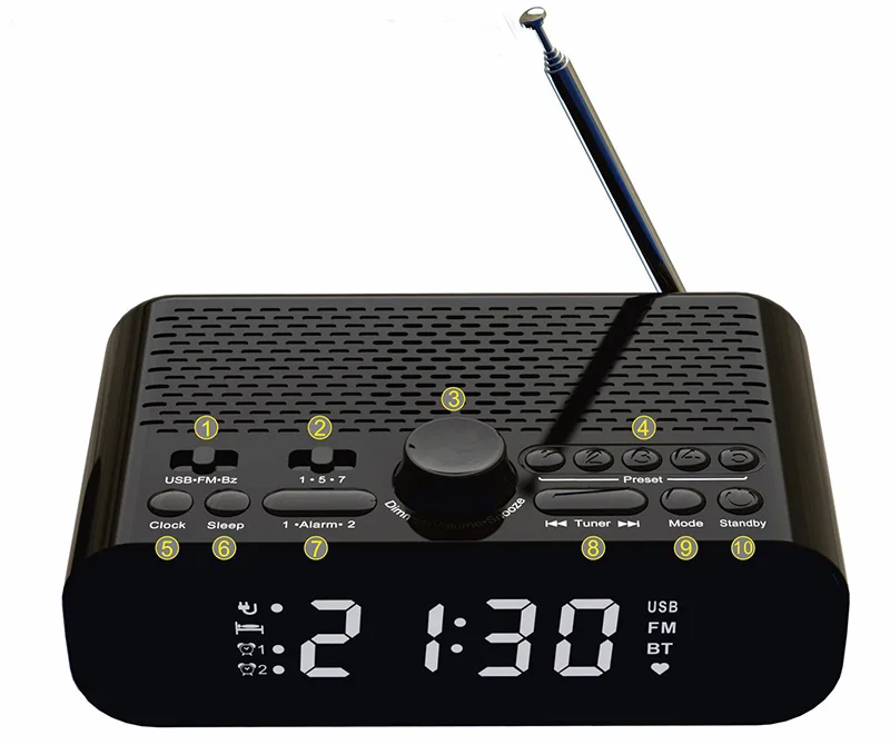 

LED Digital Electronic Alarm Clock Radio With Bluetooth Speaker Alarm Cloick For Bed Decoration