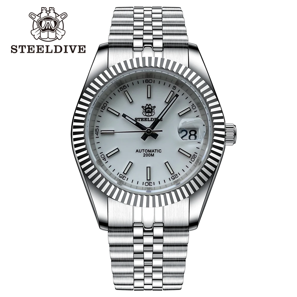

STEELDIVE Luxury Brand SD 1933 White Dial 39MM Steel Case 20 Bar NH35 Mechanical Women Business Watches Gift