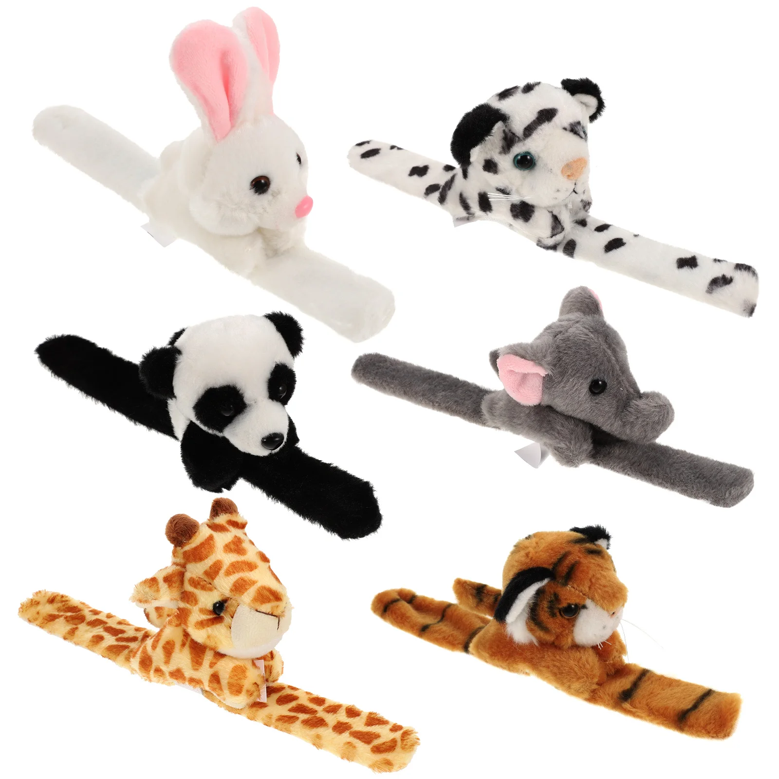 

6 Pcs Stuffed Animals Babies Plush Bang Bracelet Slap Cartoon Children Party Toys Kids Favors Rings Bracelets Baby