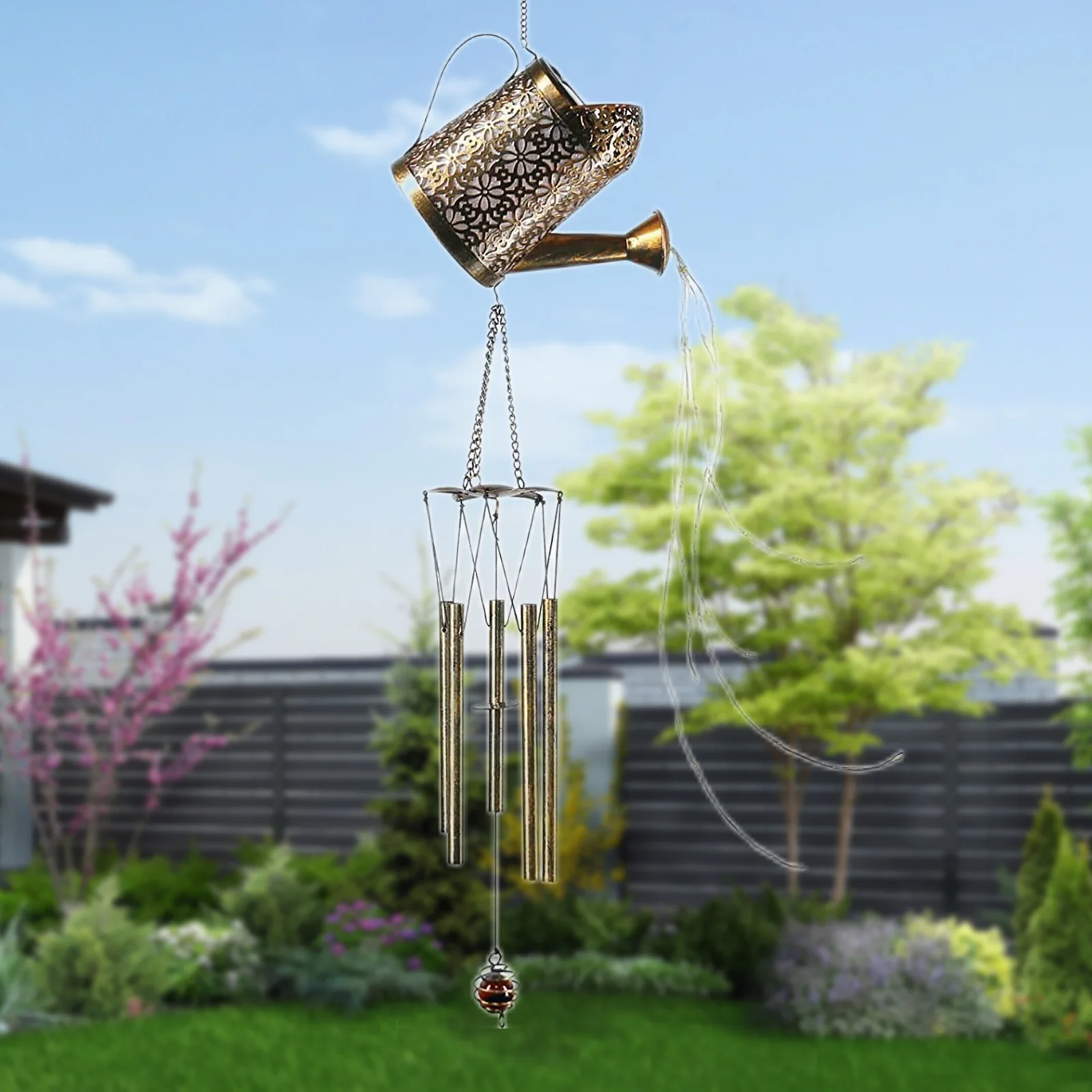 

Декоративные ветряные колокольчики на солнечной батарее, светильник водонепроницаемый, железная чайная ламсветильник, подвесные светильн...