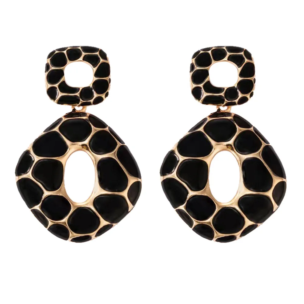 

Earring 2023 Trendy New Boho Dangle Earring For Women Cool Stuff Personality Square Leopard Print Geometry Vintage Jewelry