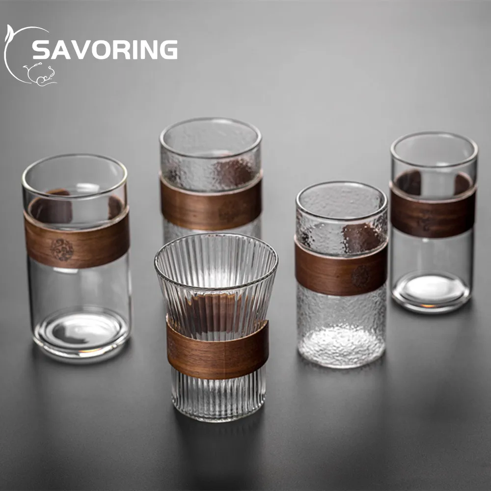 Cup With Bamboo Pad Office Thickened Transparent Water Cup Green Tea Cup