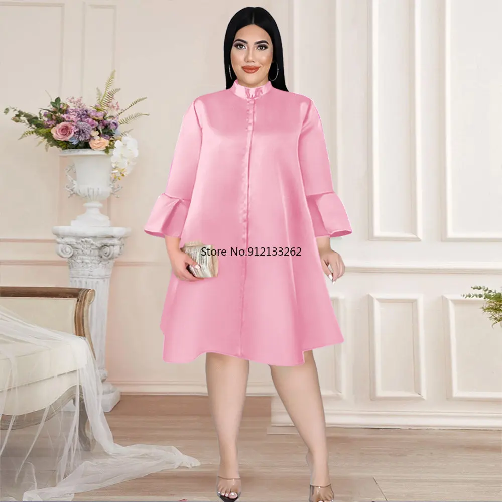 

Женское платье в африканском стиле, Элегантное летнее Однотонное Платье До Колена из полиэстера с рукавом три четверти