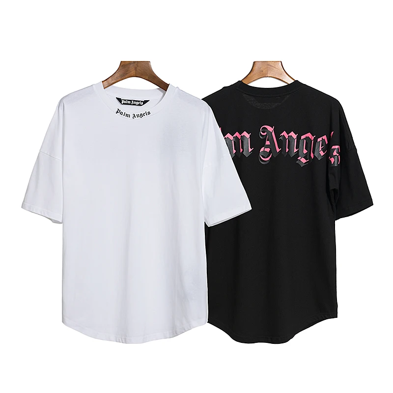 

Palm Angels Male/Female Letter Logo Loose Casual Fashion Trend Unisex Round Neck Short Sleeve T Shirt Couple Boyfriend Gift