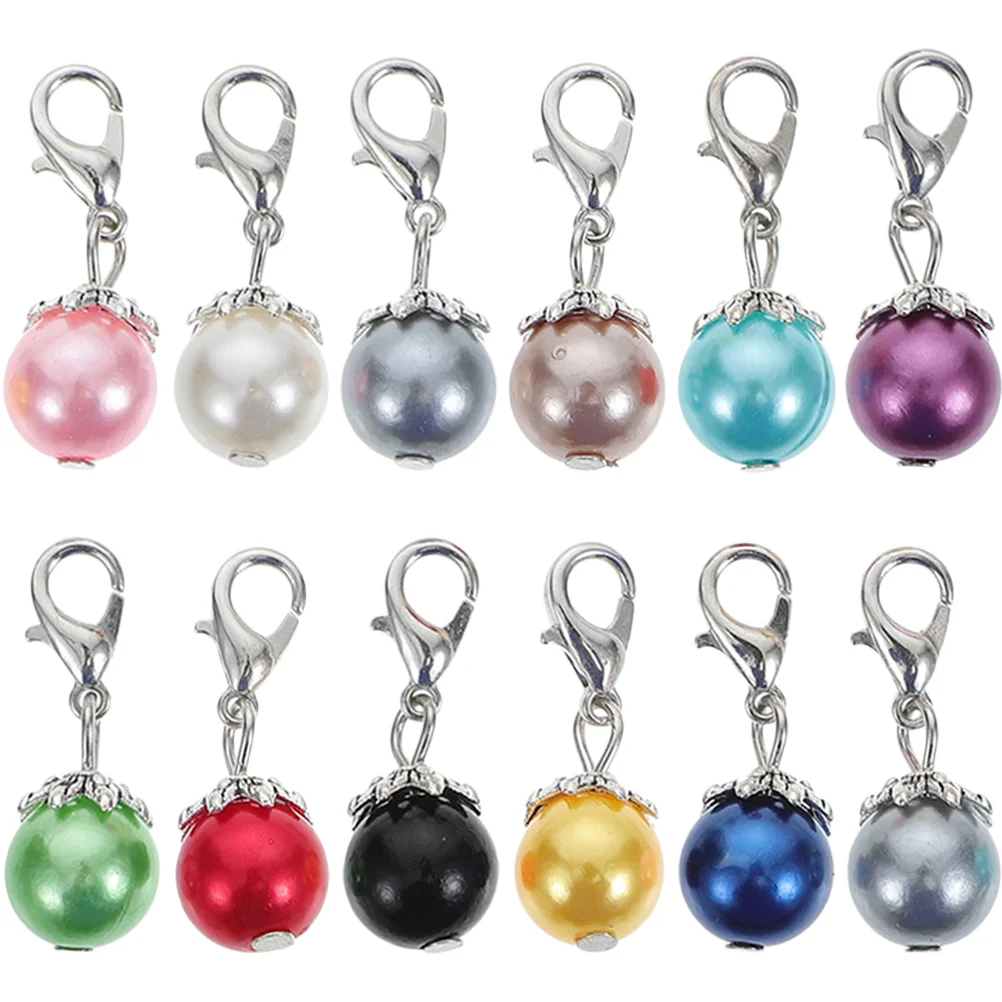 

12 Pcs Pearl Lobster Clasp Creative Hanging Pendant Purse Accessories DIY Beaded Jewelry Decorative Charms Jewlery Set