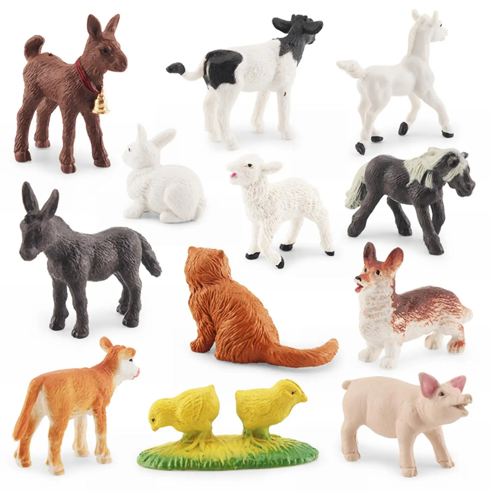 

12 Pieces Realistic Small Farm Animal Figurines Model Educational Toy Cake Topper Toy for Kids