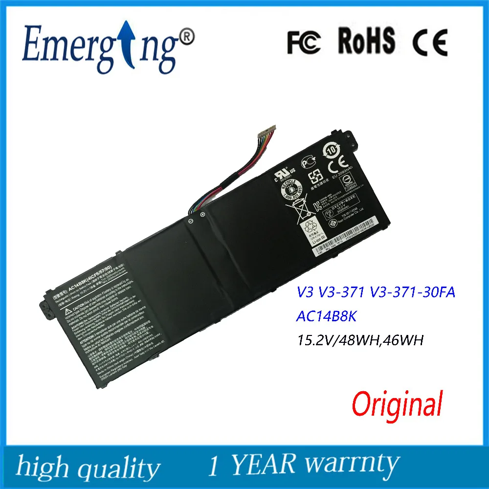 Новый оригинальный аккумулятор для ноутбука 15,2 в 48 Втч AC14B8K для Acer Aspire E3-111 V3 E5-731-45SB TravelMate P276-MG AC14B3K 4ICP5/57/80