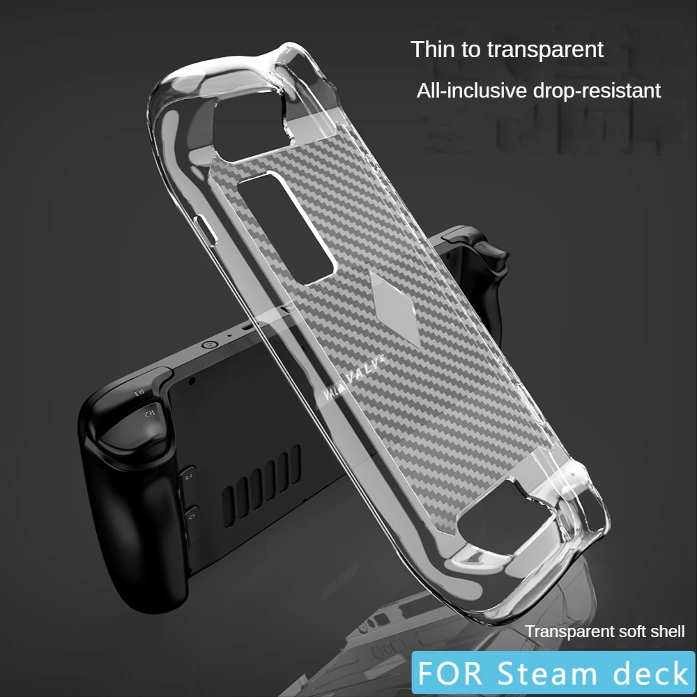 

HEYSTOP Console Transparent Protective Case for Steam Deck Game Handheld Carbon Fiber Protective Case