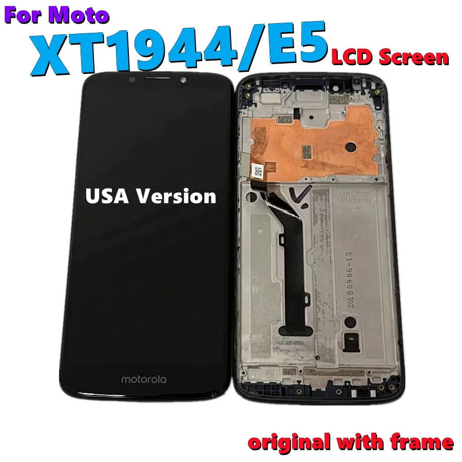 

Оригинальный ЖК-дисплей для Motorola moto E5 XT1944, ЖК-дисплей с сенсорным экраном и дигитайзером в сборе, запасные части для Moto E5 + рамка