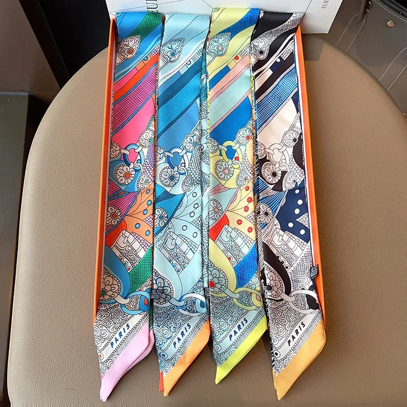 H домашний маленький шелковый шарф из саржи тонкий длинный завязанный ручкой