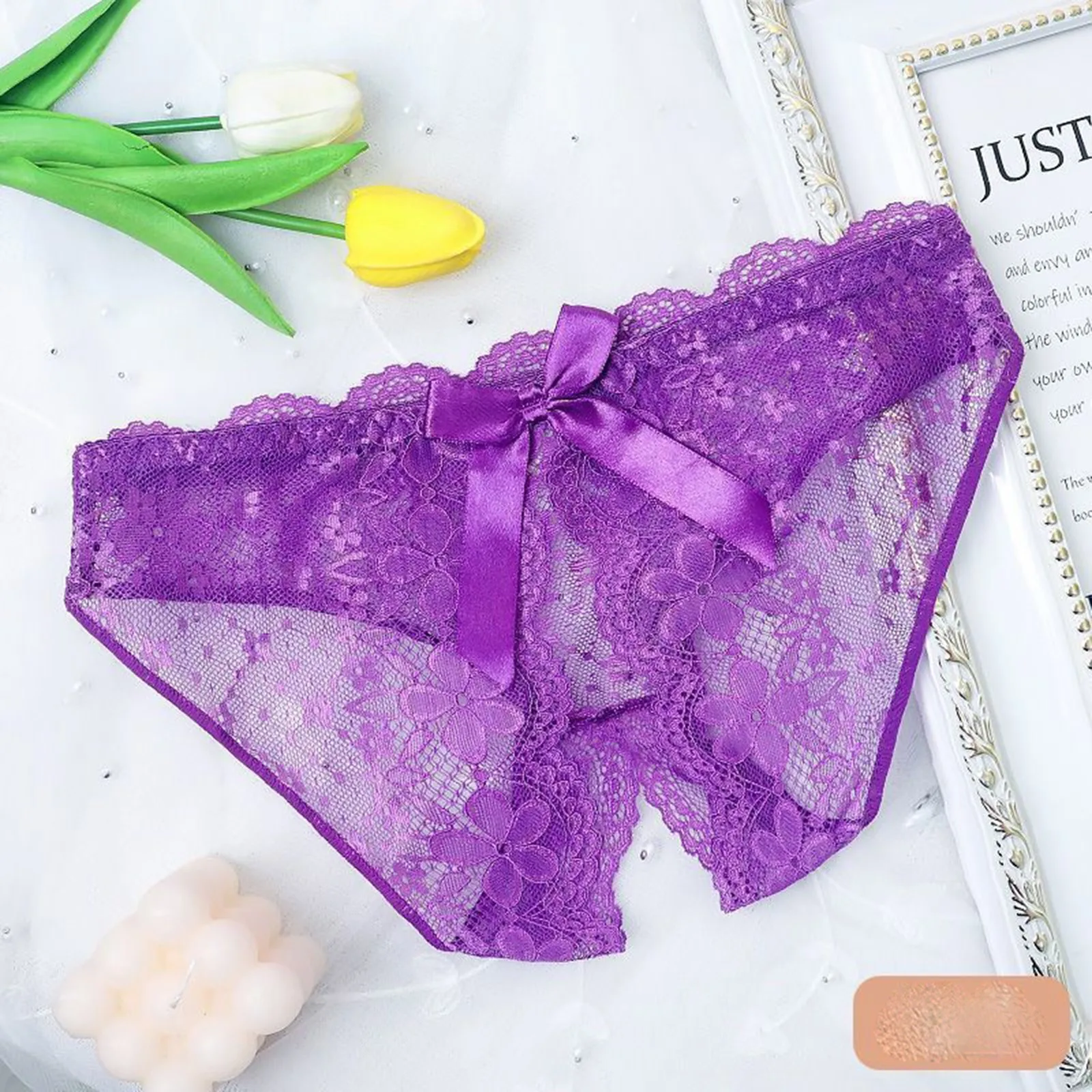 Женское кружевное прозрачное нижнее белье с открытой промежностью стринги