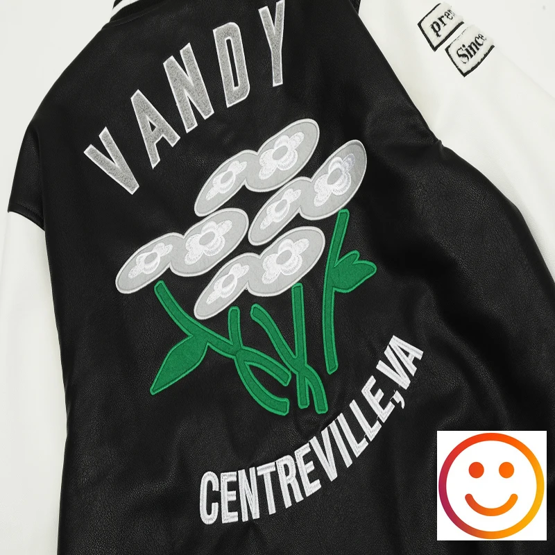 2024 Vandythepink полотенце с цветочной вышивкой мужская куртка кожаная Лоскутная