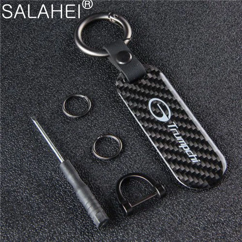 

Carbon Fiber Car Logo Keychain Anti-Lost Key Chain Ring Holder For GAC Trumpchi GS7 GS8 GM8 GS5 GA6 GM6 Auo Keyring Accessories