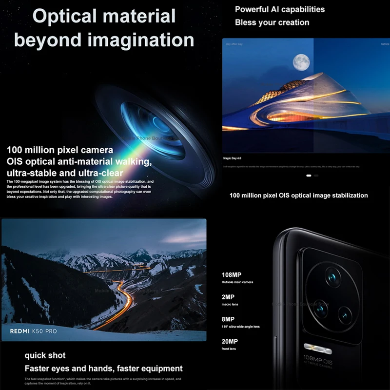 global rom xiaomi redmi k50 pro mtk dimensity 9000 octa core 256gb512gb 6 67 smartphone 5000mah 120w fast charge 108mp camera free global shipping