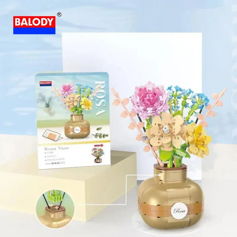 BALODY цветочная корзина серии мини-головоломка блок подсолнечник в форме розы