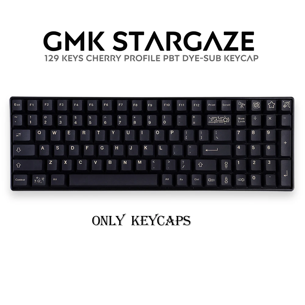 

129 Keys GMK Stargaze Keycaps Cherry Profile PBT DYE-SUB Black Keycap For Mechanical Gaming Keyboard