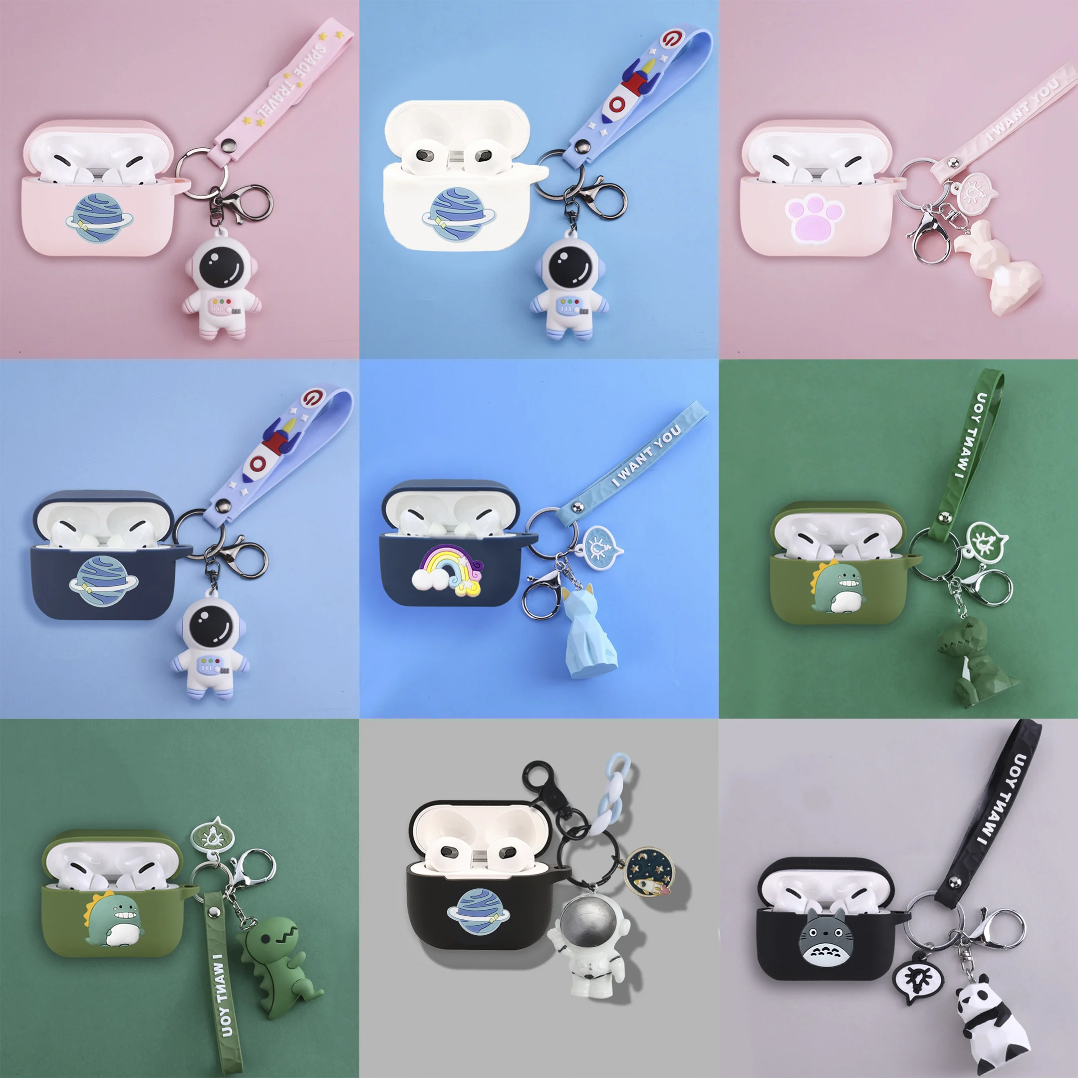 

Cute Cartoon Silicone Case For AirPods 3 Case Airpods 1/2 case AirPods Pro Apple Wireless Bluetooth Earphones Protective Cover
