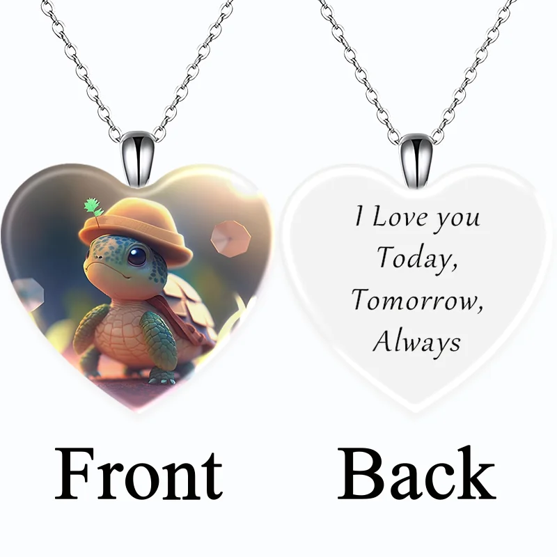 

Fashionable and Cute Heart shaped Little Turtle Pendant Necklace for Men and Women
