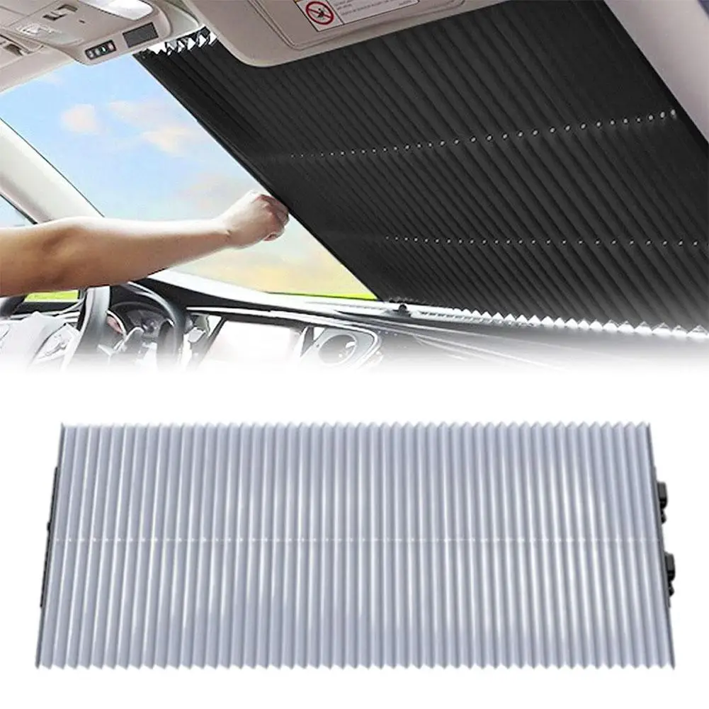 

Car Windshield Curtain Sunshade Sunscreen Automatic Retractable Sunshade Windshield Visor For Front Car Windshield Reusable