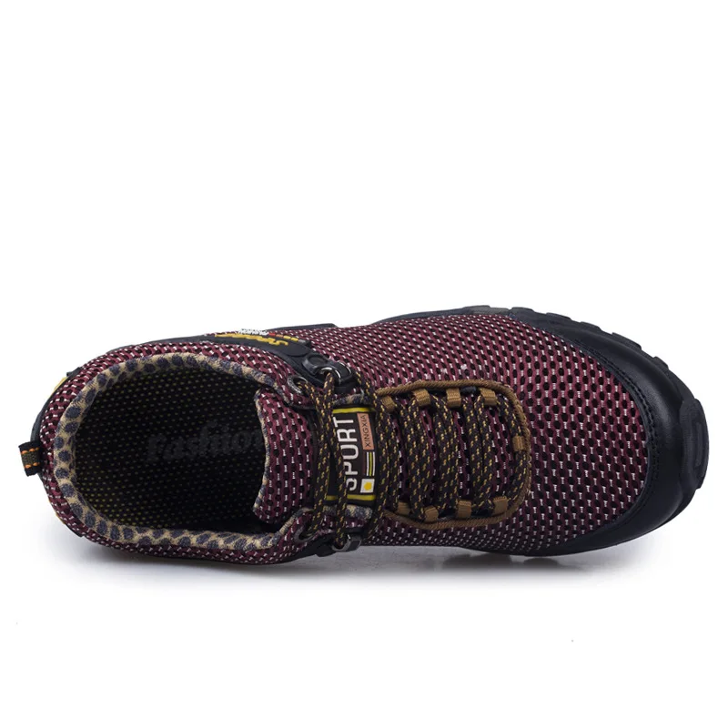 Man Trekking Fishing Running Shoes High Quality Cow Leather Climbing Shoe Women Breathable Lycra Camping Outdoor Tourism Sneaker