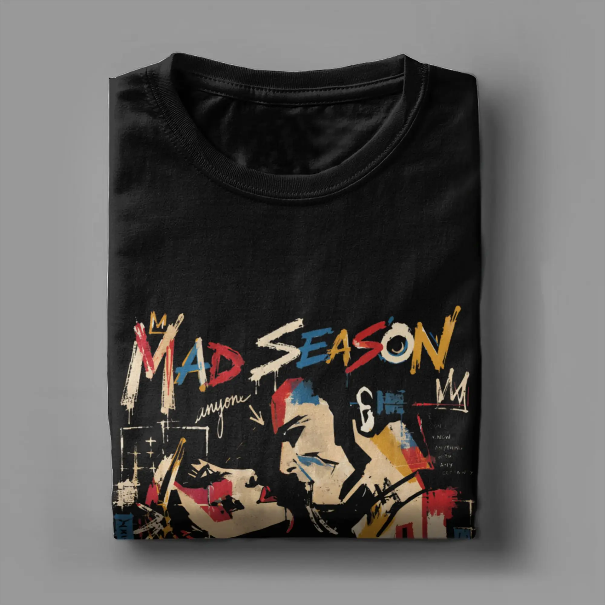 Фото Футболка с абстрактным граффити-коллажем Mad Season, летняя повседневная футболка в стиле Y2K, футболка из чистого хлопка для мужчин, повседневные футболки №4