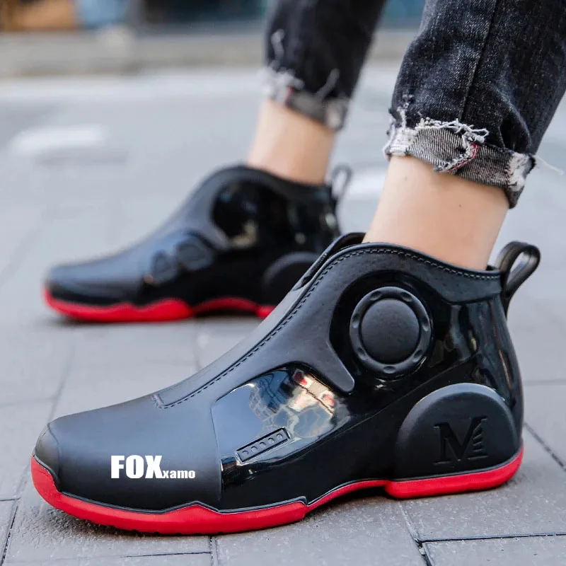 2023 Men Outdoor Fishing Shoes Punk Ankle Rubber Boots Waterproof Strong Blocking Water Shoes Cycling Kitchen Shoes Size 39-44