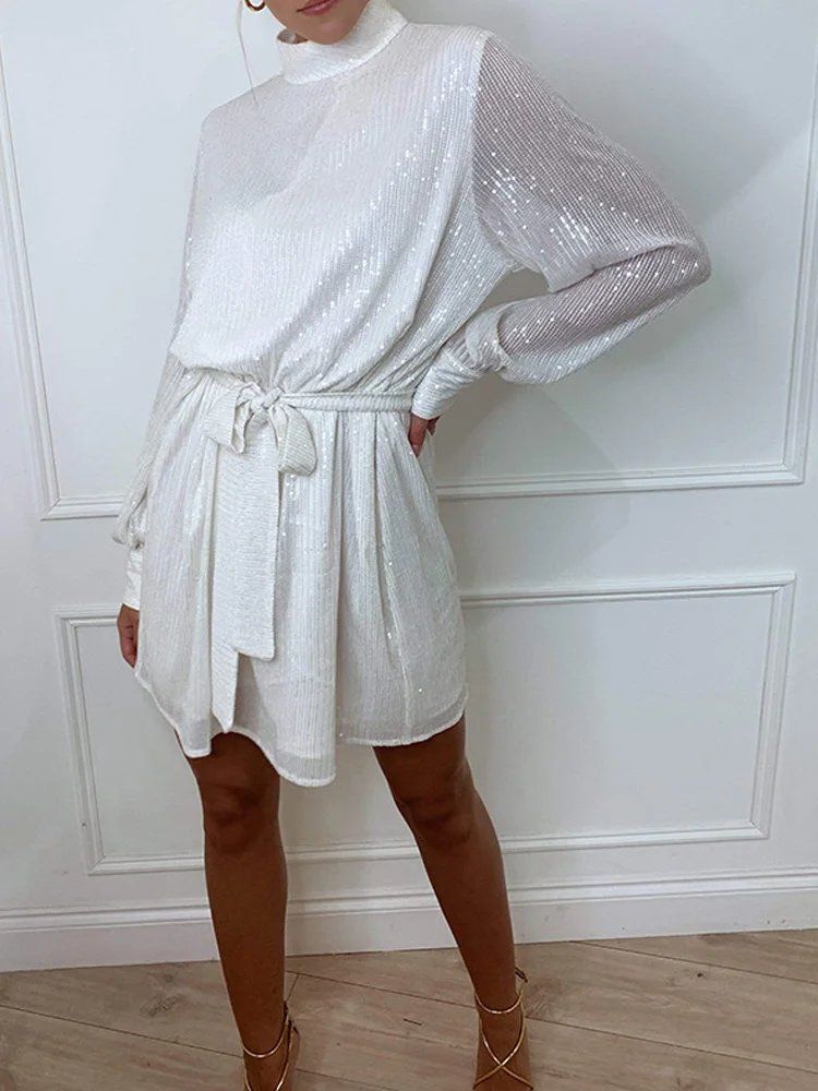 Женское коктейльное платье с пайетками Bonnie Forest и пышными рукавами блестящий