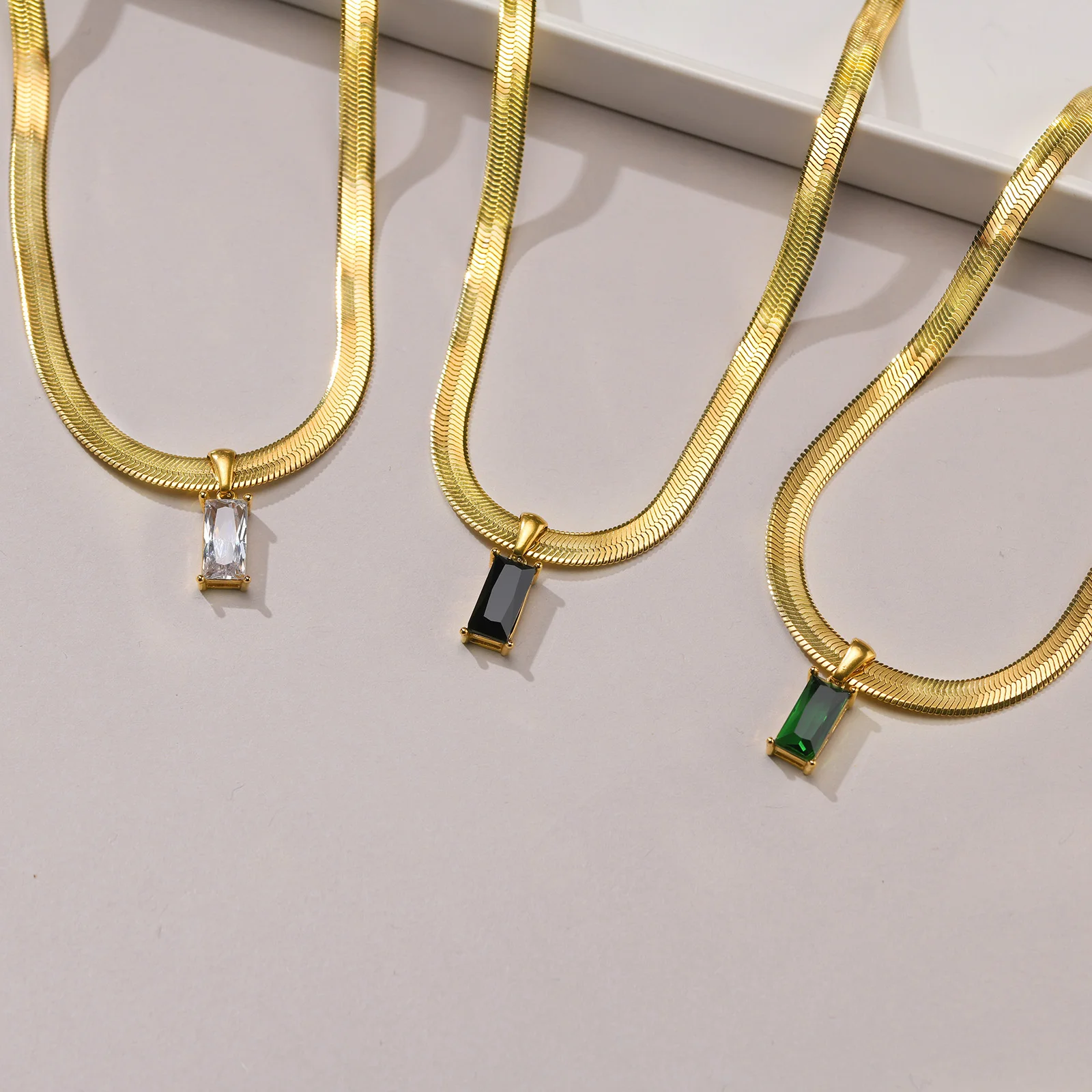 Прямоугольное квадратное циркониевое ожерелье крошечная Подвеска из