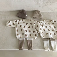 2022 spring new baby clothes set infant boys girls cute lion bear animal print tops pants 2pcs set toddler outfits child suit