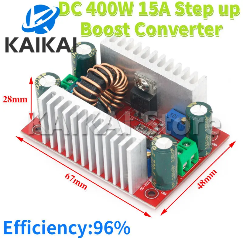 

DC 400W 15A Step-up Boost Converter Constant Current Power Supply LED Driver 8.5-50V to 10-60V Voltage Charger Step Up Module