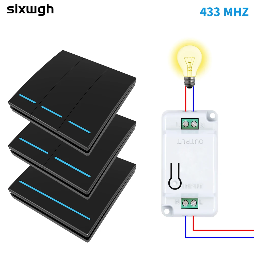 

SIXWGH Smart Light Switch Interruptor Touch Remote Controller Wall Switch 1/2/3gang 110V 220V