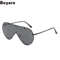 boyarn new all in one sunglasses steampunk personalized rivet onepiece glasses versatile flat top ocean sunglasses wom