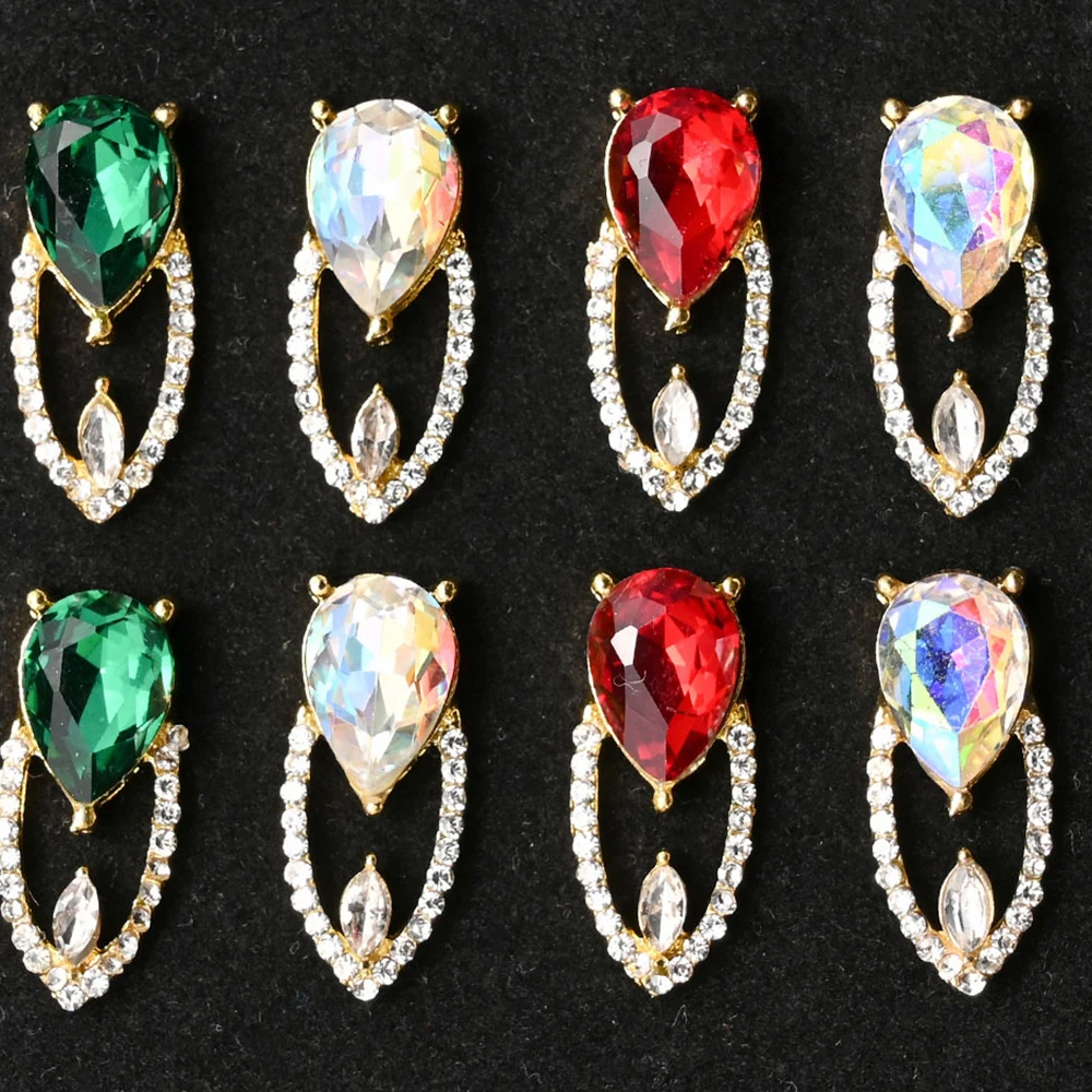

5pcs Hollow WaterDrop Rhinestones Charms 3D Crystal Glass Zircon Nails Gems Alloy Diamond Jewelry Accessories DIY Nail Art Deco8