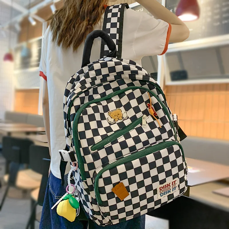 

Male Female Plaid Laptop College Backpack Ladies Fashion Travel Book Bag Women Men School Bags Boy Girl Student Backpack Leisure